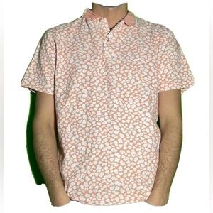 Urban Outfitters Floral Short Sleeve Polo Shirt Men XL Peach